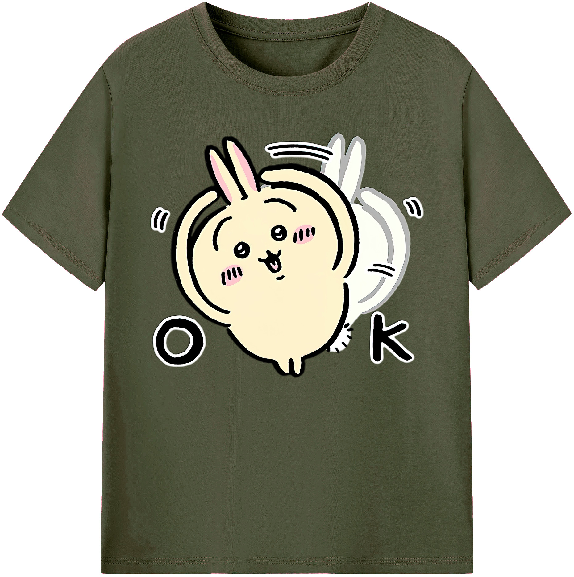 （画像用） ちいかわ うさぎ Chii-kawa usagi 綿100％ メンズ半袖Tシャツ｜肌触りやわらか＆通気性